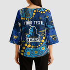 Personalized Gold Coast Titans Kimono Sleeve Blouse Aboriginal Pattern with Graffiti Style Design