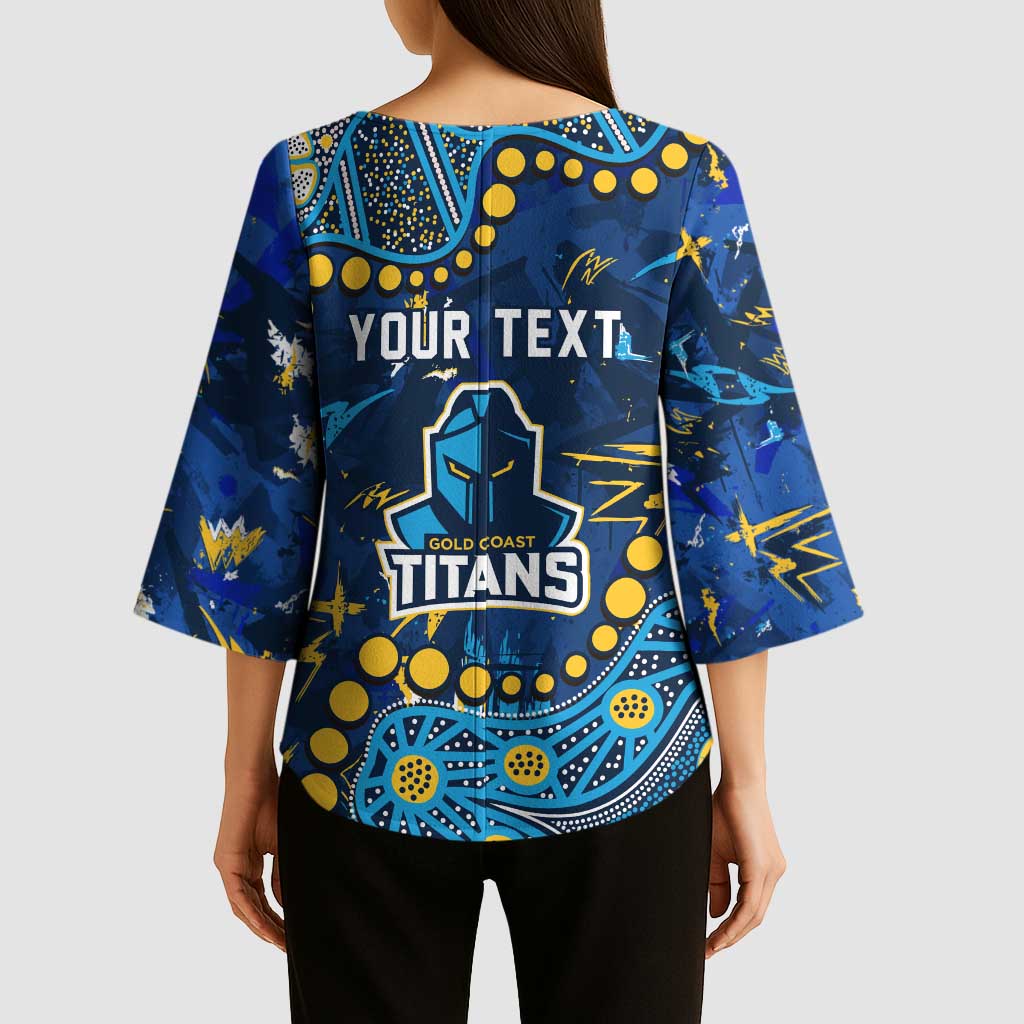 Personalized Gold Coast Titans Kimono Sleeve Blouse Aboriginal Pattern with Graffiti Style Design