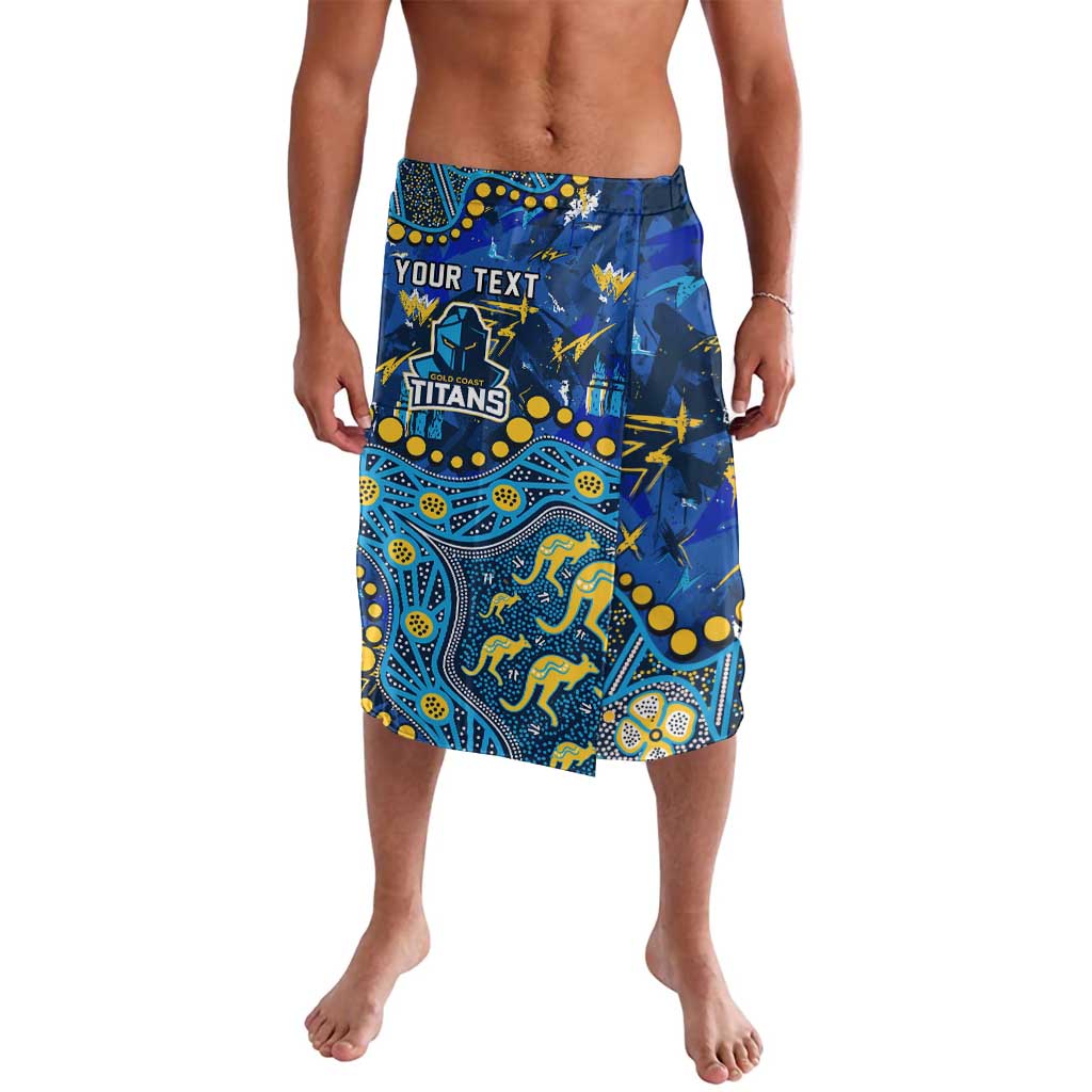 Personalized Gold Coast Titans Lavalava Aboriginal Pattern with Graffiti Style Design