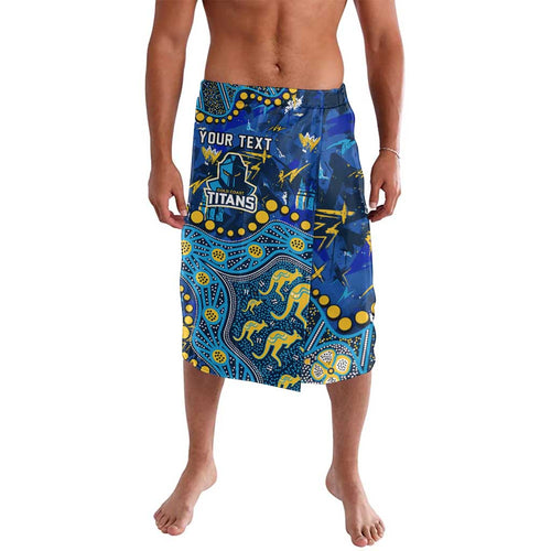 Personalized Gold Coast Titans Lavalava Aboriginal Pattern with Graffiti Style Design
