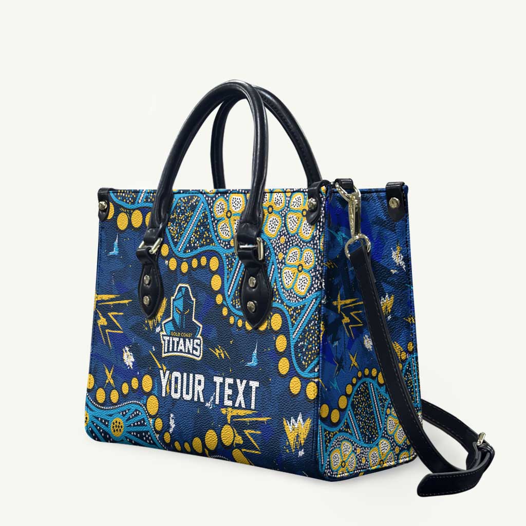Personalized Gold Coast Titans Leather Bag Aboriginal Pattern with Graffiti Style Design