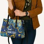 Personalized Gold Coast Titans Leather Bag Aboriginal Pattern with Graffiti Style Design