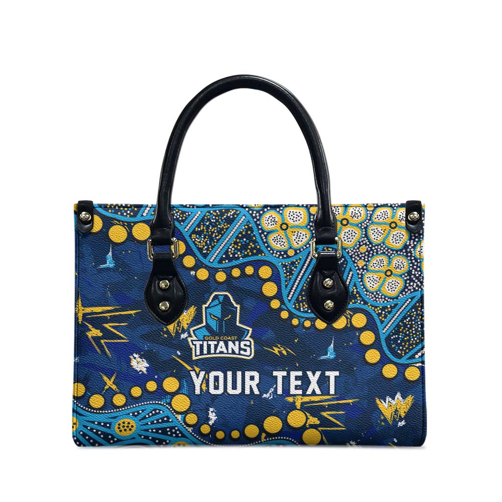 Personalized Gold Coast Titans Leather Bag Aboriginal Pattern with Graffiti Style Design