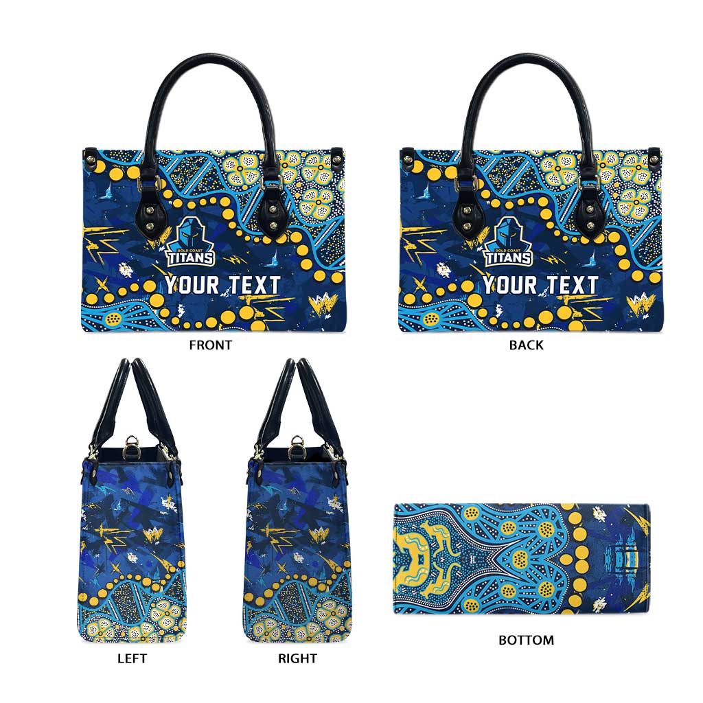 Personalized Gold Coast Titans Leather Bag Aboriginal Pattern with Graffiti Style Design