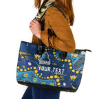 Personalized Gold Coast Titans Leather Tote Bag Aboriginal Pattern with Graffiti Style Design