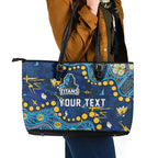 Personalized Gold Coast Titans Leather Tote Bag Aboriginal Pattern with Graffiti Style Design