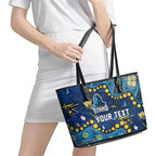 Personalized Gold Coast Titans Leather Tote Bag Aboriginal Pattern with Graffiti Style Design