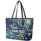 Personalized Gold Coast Titans Leather Tote Bag Aboriginal Pattern with Graffiti Style Design