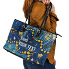 Personalized Gold Coast Titans Leather Tote Bag Aboriginal Pattern with Graffiti Style Design