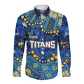 Personalized Gold Coast Titans Long Sleeve Button Shirt Aboriginal Pattern with Graffiti Style Design