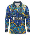 Personalized Gold Coast Titans Long Sleeve Polo Shirt Aboriginal Pattern with Graffiti Style Design