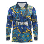 Personalized Gold Coast Titans Long Sleeve Polo Shirt Aboriginal Pattern with Graffiti Style Design