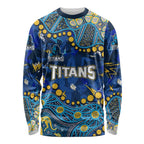 Personalized Gold Coast Titans Long Sleeve Shirt Aboriginal Pattern with Graffiti Style Design