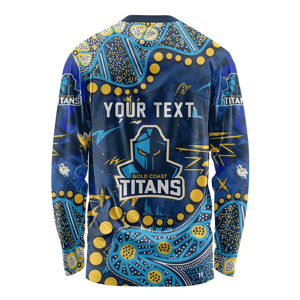 Personalized Gold Coast Titans Long Sleeve Shirt Aboriginal Pattern with Graffiti Style Design