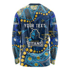 Personalized Gold Coast Titans Long Sleeve Shirt Aboriginal Pattern with Graffiti Style Design