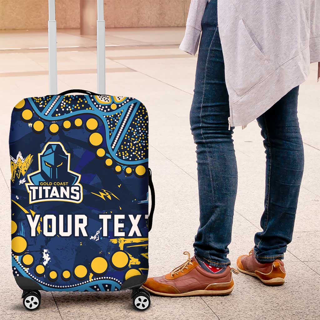 Personalized Gold Coast Titans Luggage Cover Aboriginal Pattern with Graffiti Style Design