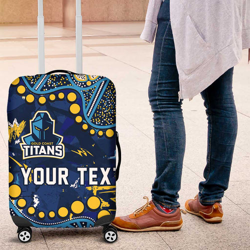 Personalized Gold Coast Titans Luggage Cover Aboriginal Pattern with Graffiti Style Design