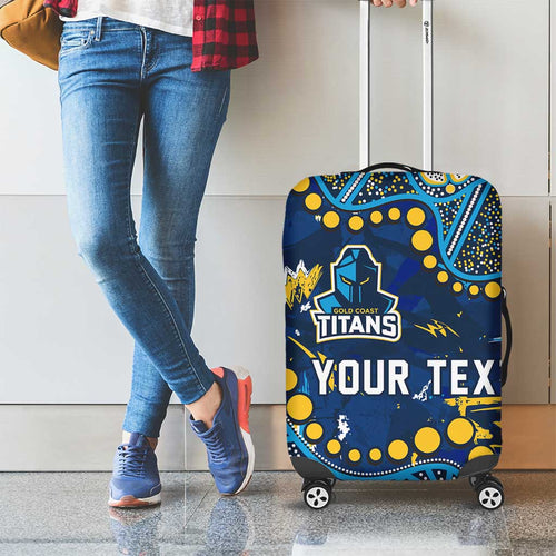 Personalized Gold Coast Titans Luggage Cover Aboriginal Pattern with Graffiti Style Design