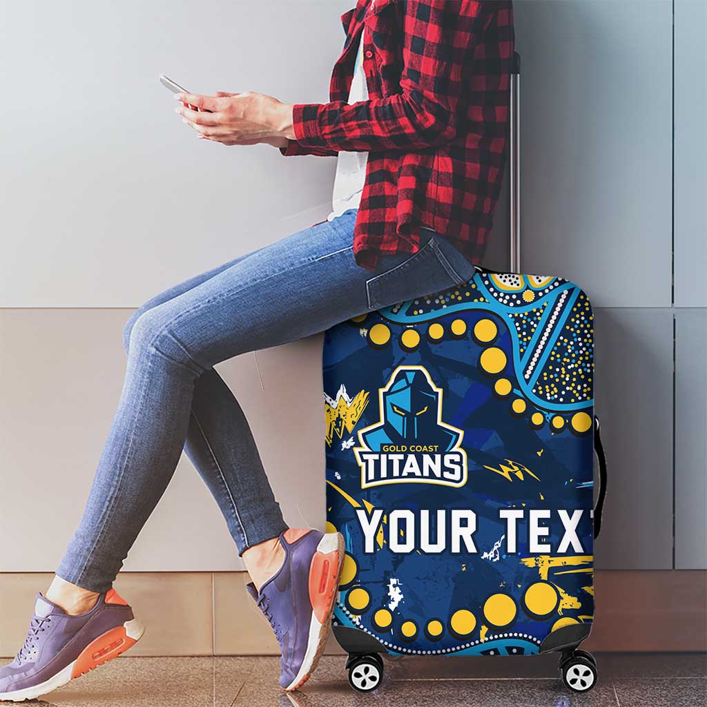 Personalized Gold Coast Titans Luggage Cover Aboriginal Pattern with Graffiti Style Design