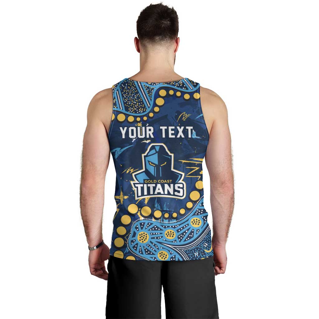 Personalized Gold Coast Titans Men Tank Top Aboriginal Pattern with Graffiti Style Design