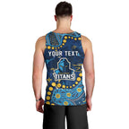 Personalized Gold Coast Titans Men Tank Top Aboriginal Pattern with Graffiti Style Design