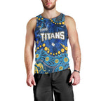 Personalized Gold Coast Titans Men Tank Top Aboriginal Pattern with Graffiti Style Design