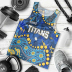 Personalized Gold Coast Titans Men Tank Top Aboriginal Pattern with Graffiti Style Design
