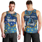 Personalized Gold Coast Titans Men Tank Top Aboriginal Pattern with Graffiti Style Design