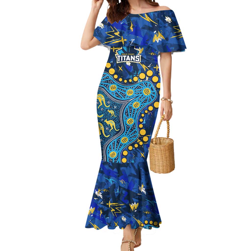 Personalized Gold Coast Titans Mermaid Dress Aboriginal Pattern with Graffiti Style Design