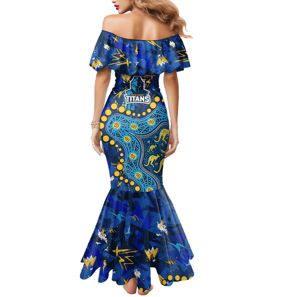Personalized Gold Coast Titans Mermaid Dress Aboriginal Pattern with Graffiti Style Design