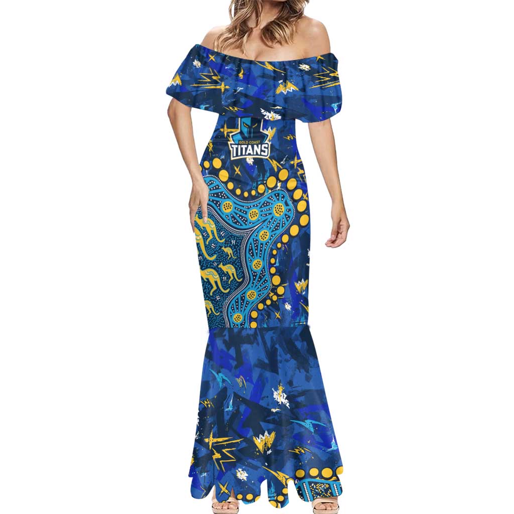 Personalized Gold Coast Titans Mermaid Dress Aboriginal Pattern with Graffiti Style Design