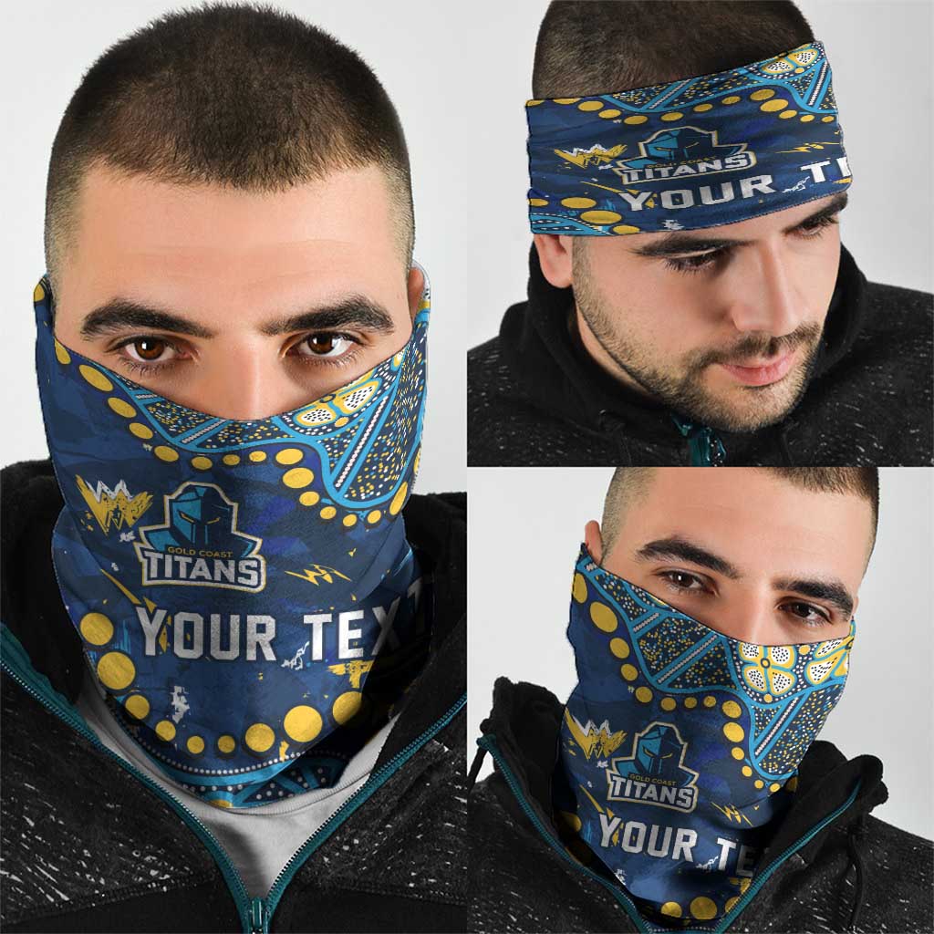 Personalized Gold Coast Titans Neck Gaiter Aboriginal Pattern with Graffiti Style Design