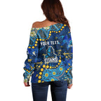 Personalized Gold Coast Titans Off Shoulder Sweater Aboriginal Pattern with Graffiti Style Design
