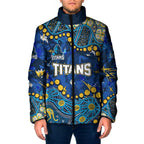Personalized Gold Coast Titans Padded Jacket Aboriginal Pattern with Graffiti Style Design