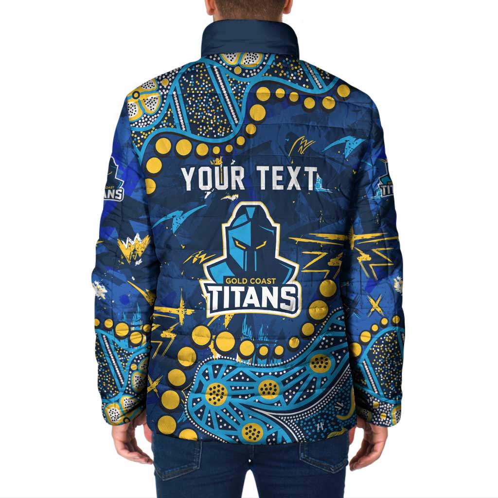 Personalized Gold Coast Titans Padded Jacket Aboriginal Pattern with Graffiti Style Design