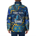 Personalized Gold Coast Titans Padded Jacket Aboriginal Pattern with Graffiti Style Design