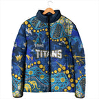 Personalized Gold Coast Titans Padded Jacket Aboriginal Pattern with Graffiti Style Design