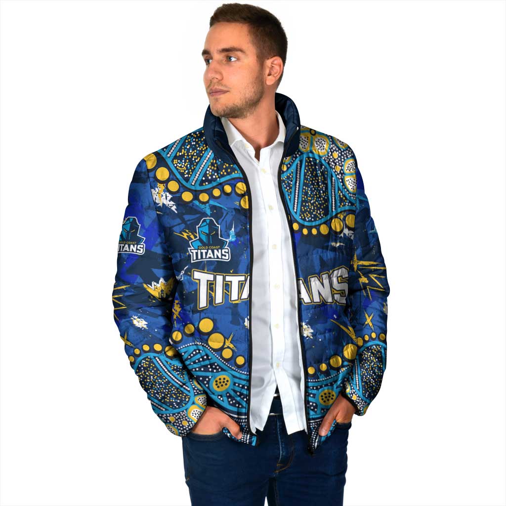 Personalized Gold Coast Titans Padded Jacket Aboriginal Pattern with Graffiti Style Design