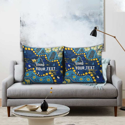 Personalized Gold Coast Titans Pillow Cover Aboriginal Pattern with Graffiti Style Design