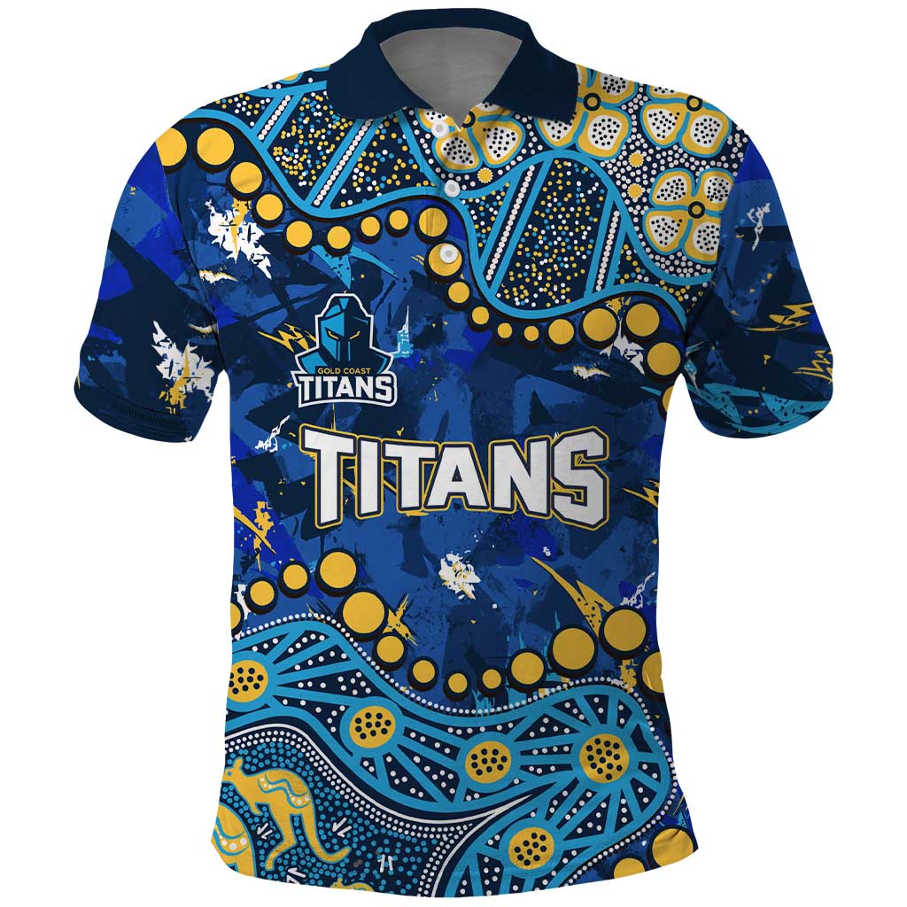Personalized Gold Coast Titans Polo Shirt Aboriginal Pattern with Graffiti Style Design