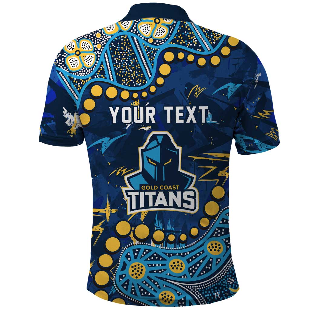 Personalized Gold Coast Titans Polo Shirt Aboriginal Pattern with Graffiti Style Design