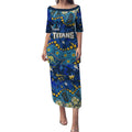 Personalized Gold Coast Titans Puletasi Aboriginal Pattern with Graffiti Style Design