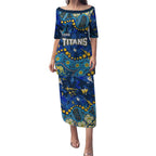 Personalized Gold Coast Titans Puletasi Aboriginal Pattern with Graffiti Style Design