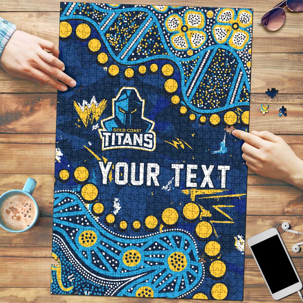 Personalized Gold Coast Titans Puzzle Aboriginal Pattern with Graffiti Style Design
