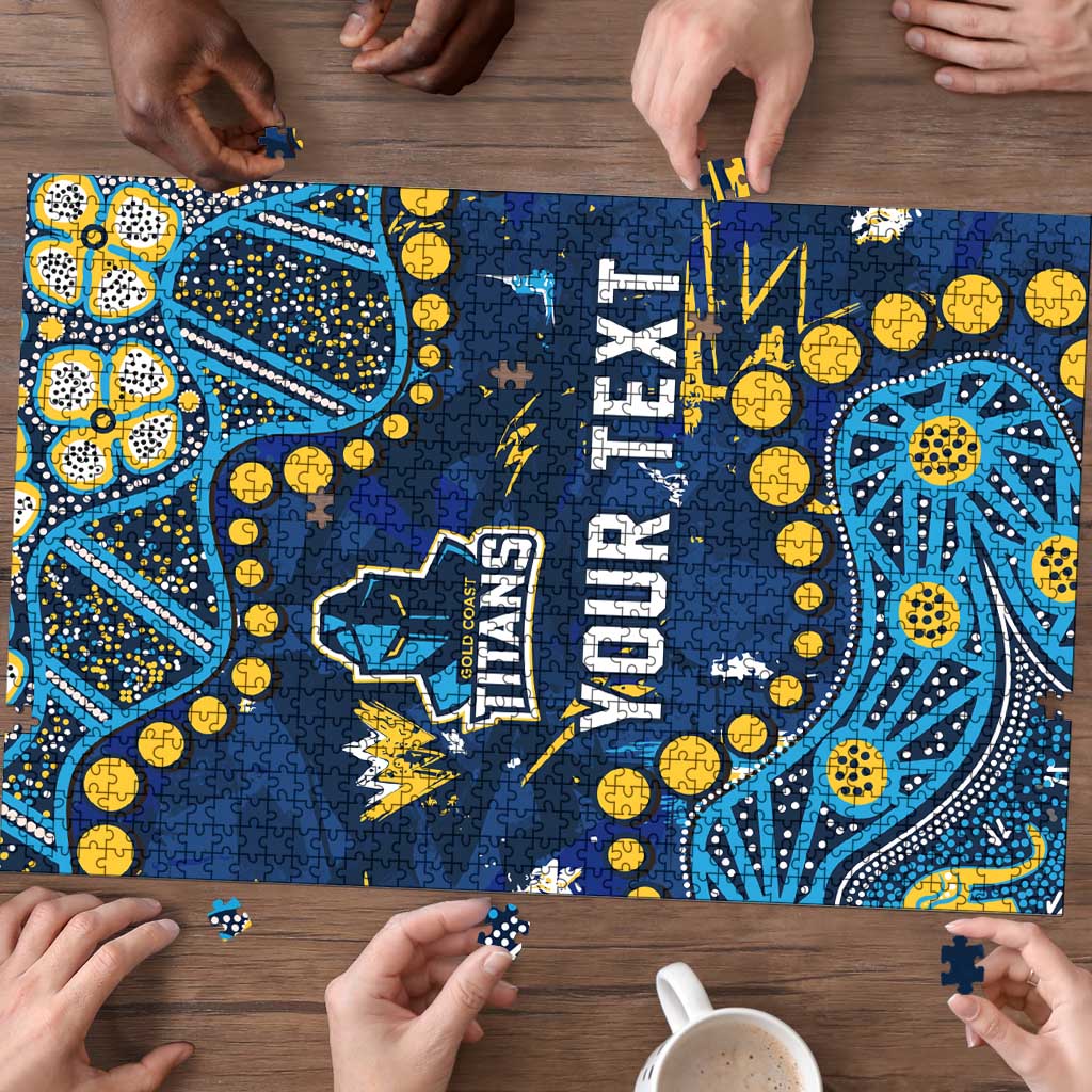 Personalized Gold Coast Titans Puzzle Aboriginal Pattern with Graffiti Style Design
