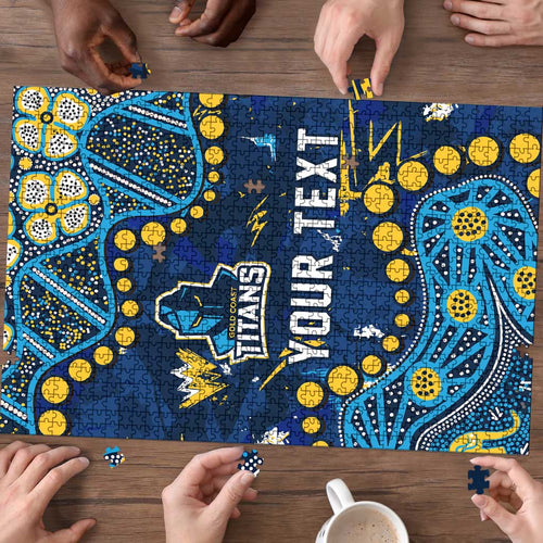 Personalized Gold Coast Titans Puzzle Aboriginal Pattern with Graffiti Style Design