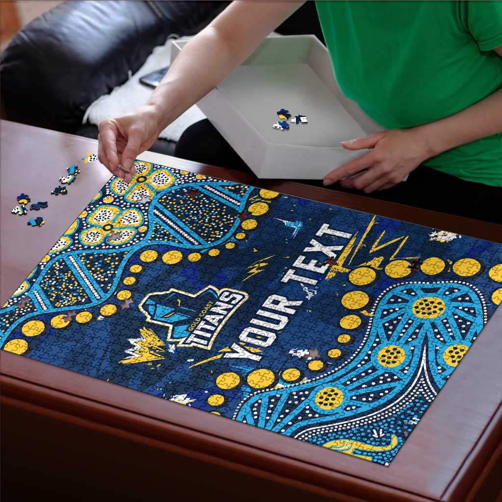 Personalized Gold Coast Titans Puzzle Aboriginal Pattern with Graffiti Style Design