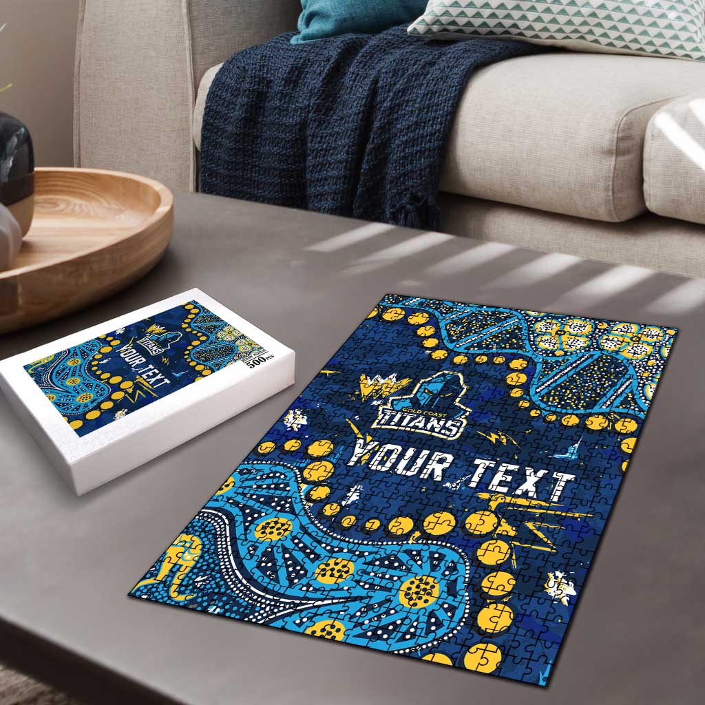 Personalized Gold Coast Titans Puzzle Aboriginal Pattern with Graffiti Style Design