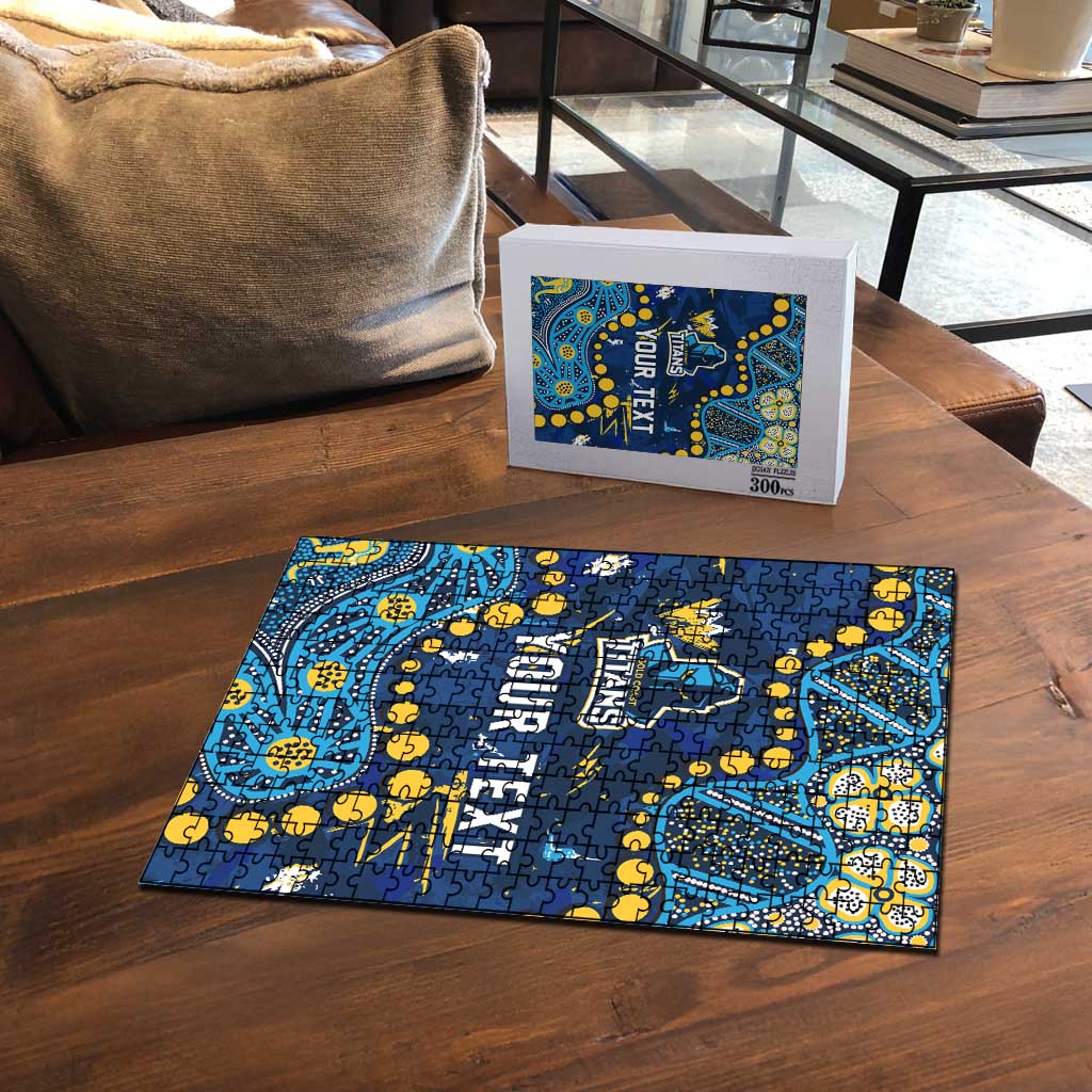 Personalized Gold Coast Titans Puzzle Aboriginal Pattern with Graffiti Style Design