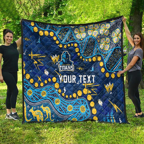 Personalized Gold Coast Titans Quilt Aboriginal Pattern with Graffiti Style Design